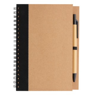 Cuaderno de espiral kraft con bolígrafo promocional